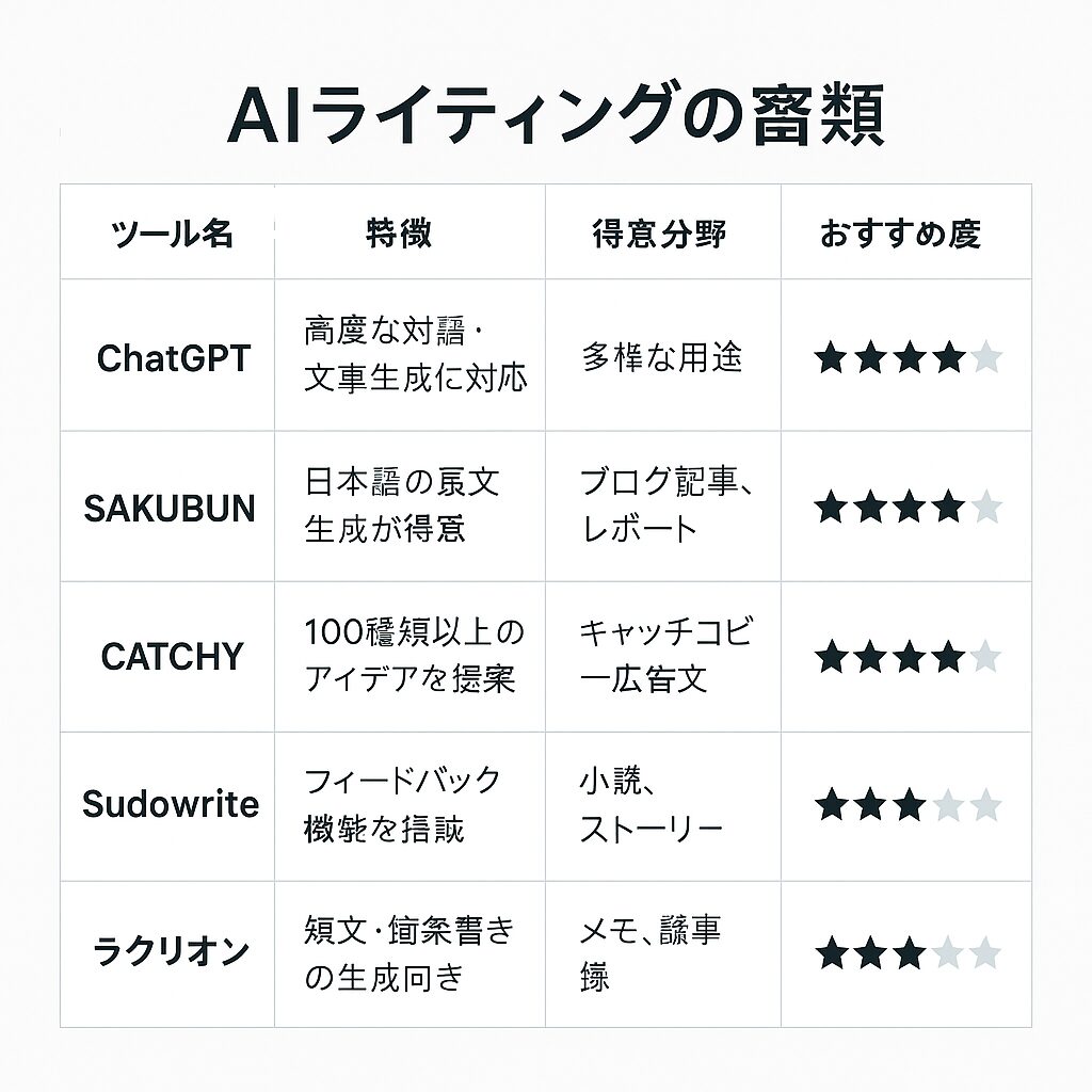 おすすめのAIライティングツール5選