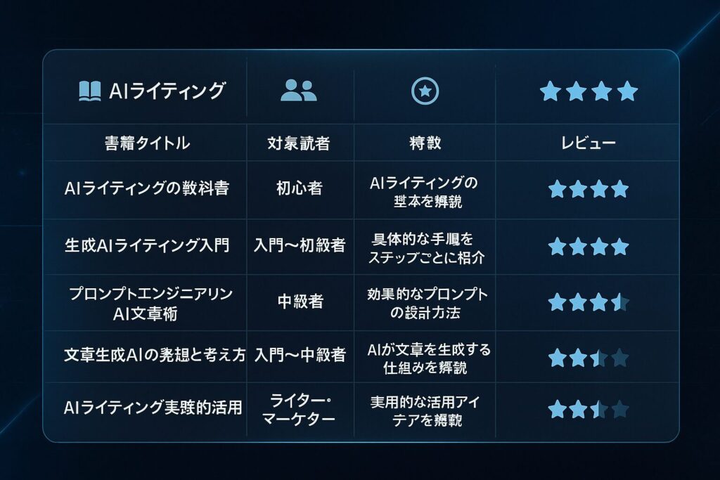 実践者が選ぶ！AIライティングおすすめ本5選