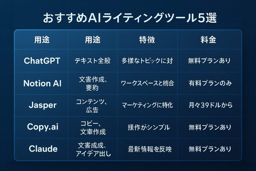 初心者におすすめのAIライティングツール5選