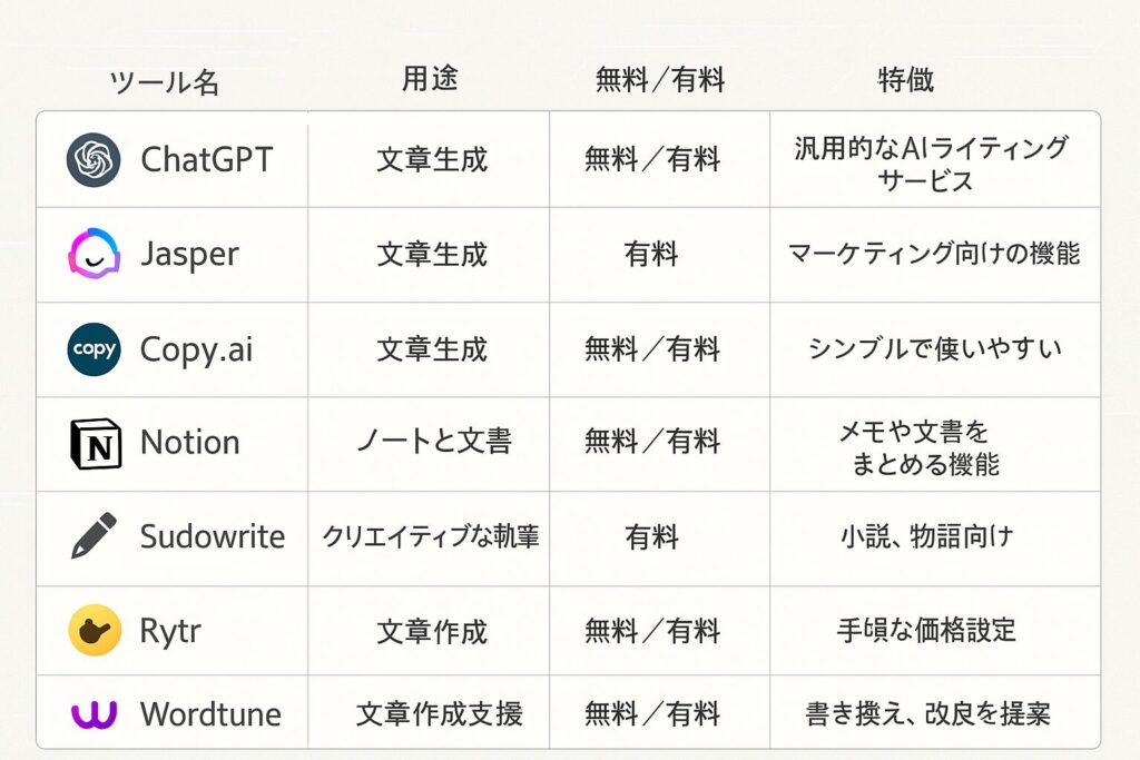 文章生成AIの代表的なツール7選【2025年版】