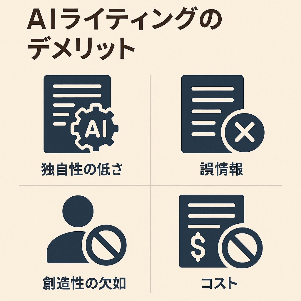 SEO対策でAIライティングを活用するデメリット