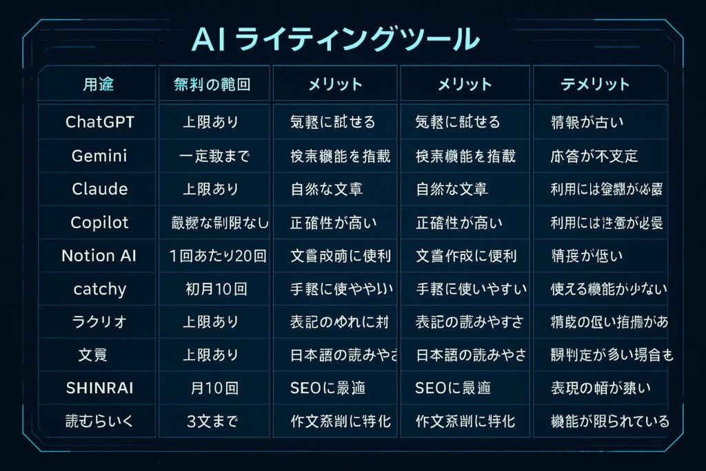 本当に使える無料AIライティングツール10選